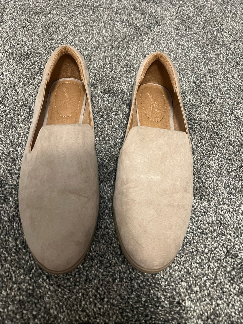 Slip-On Suede Loafers in Light Beige -